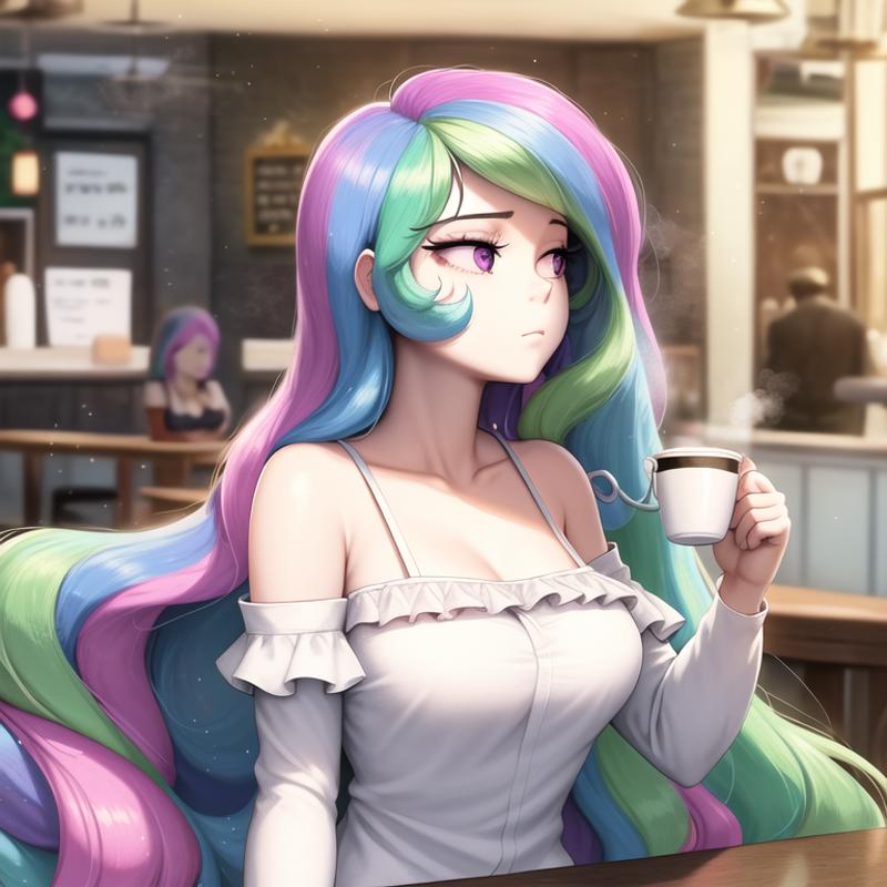 00043-478519544-sitting princess_celestia wearing black puffy blouse, portrait, medium chest, sad expression, holding a cup of coffee, steam, ba.png